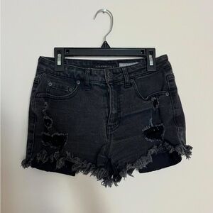 Aeropostale black ripped jeans shorts / distressed denimi mini shorts